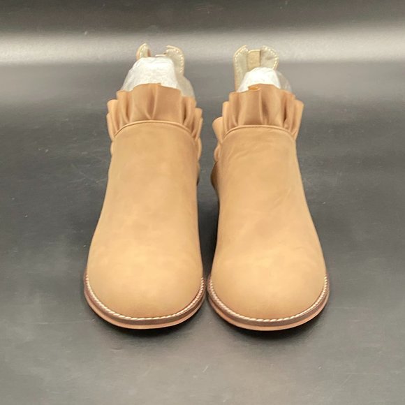 Nude suede round toe low heels flats loafers slippers ankle boots booties shoes - Picture 1 of 6
